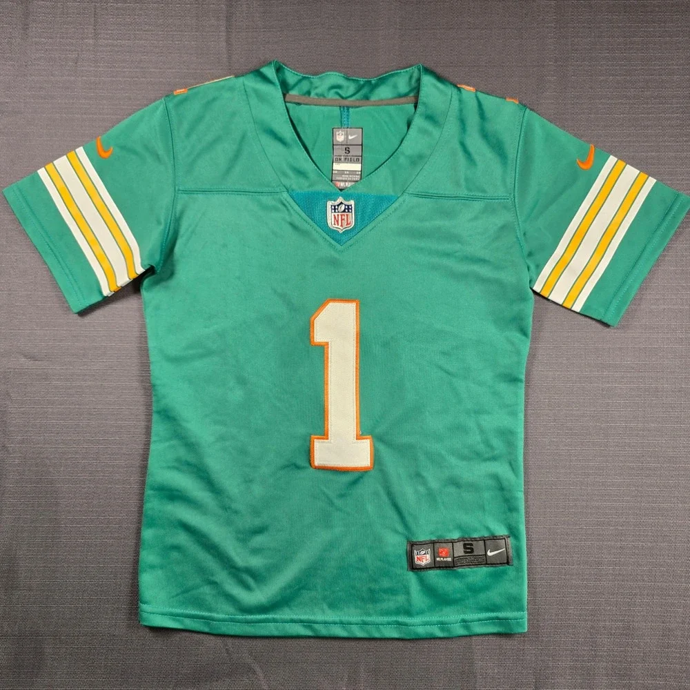 Nike Miami Dolphins Tua Tagovailoa 1 On Field Jersey Youth Small 8 Aqua Teal